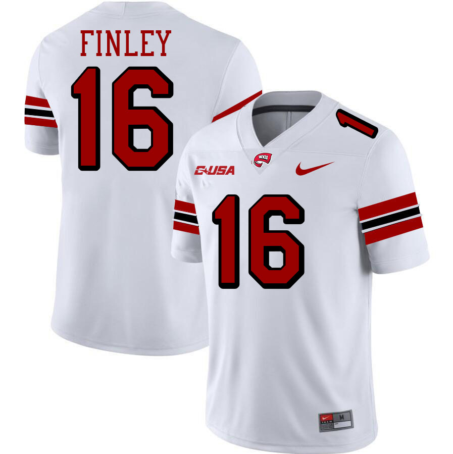 Western Kentucky Hilltoppers #16 TJ Finley College Football Jerseys Stitched-White Western Kentucky Hilltoppers #16 TJ Finley College Football Jerseys Stitched-White